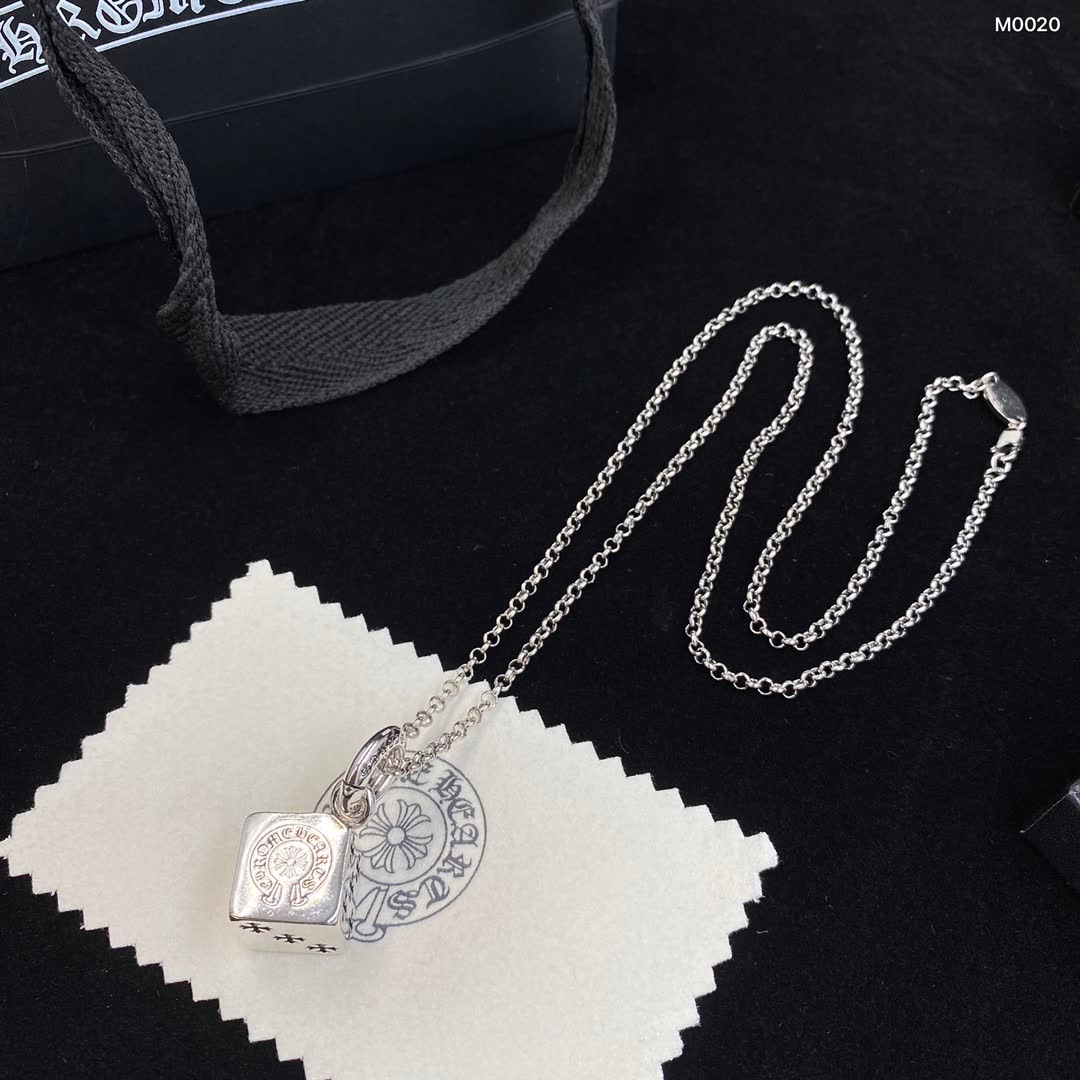 Chrome Hearts Sterling Silver Necklace with Logo Pendant
